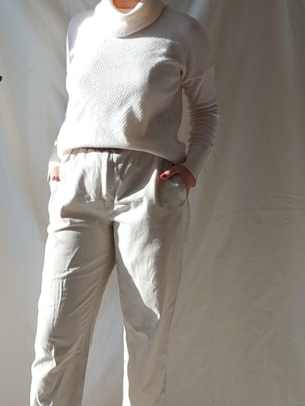 White Merino Wool Turtle Neck Sweater